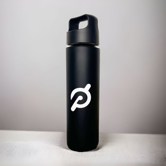Peloton Glass Water Bottle Black Silicone Sleeve Screw Top New - Picture 1 of 7